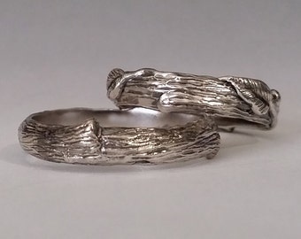 Wedding Ring Set, each hand sculpted Leaf and Twig Wedding Bands, Set of Two Branch Rings, Twig & Leaf Rings Hand sculpted by Dawn Vertrees