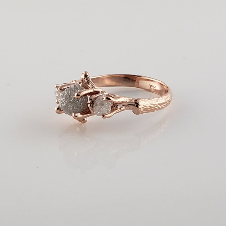 14k Rose Gold 3 Rough Raw Diamond Engagement Ring by Dawn Vertrees image 9