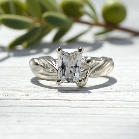 Olive Branch Style Moissanite Engagement Ring - Friendship Jewelry - Jewelry Gift - Handmade