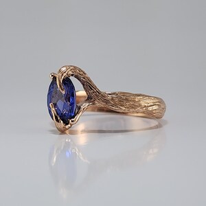 Blue Sapphire Gemstone Engagement Ring Hand Sculpted, Unique Wedding Band, Ideal Anniversary Gift by DV Jewelry Designs image 8