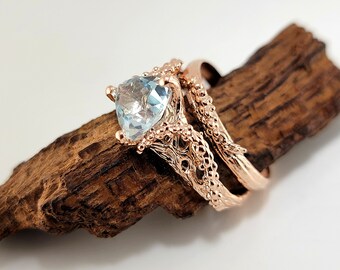 Aquamarine Starfish Ring - Ocean Jewelry - Solid Gold Starfish Coral Ring - Nautical Jewelry - Ocean Jewelry - Beach Gifts - Summer Jewelry