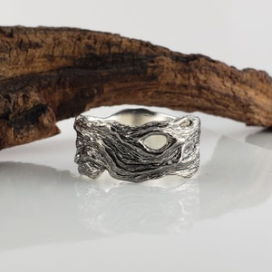 Driftwood Inspired Wedding Band, Silver or Gold , Wide Wedding Band, Men's Twig Ring, Twig Wedding Band by Dawn Vertrees image 7