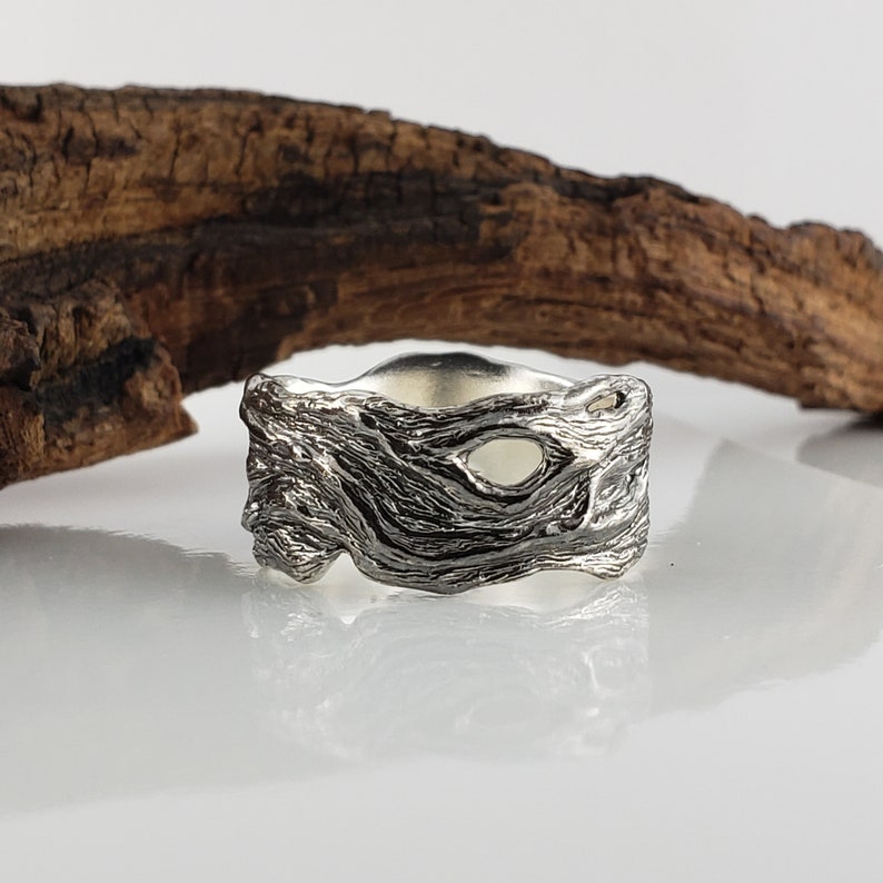 Driftwood Inspired Wedding Band, Silver or Gold , Wide Wedding Band, Men's Twig Ring, Twig Wedding Band by Dawn Vertrees image 7