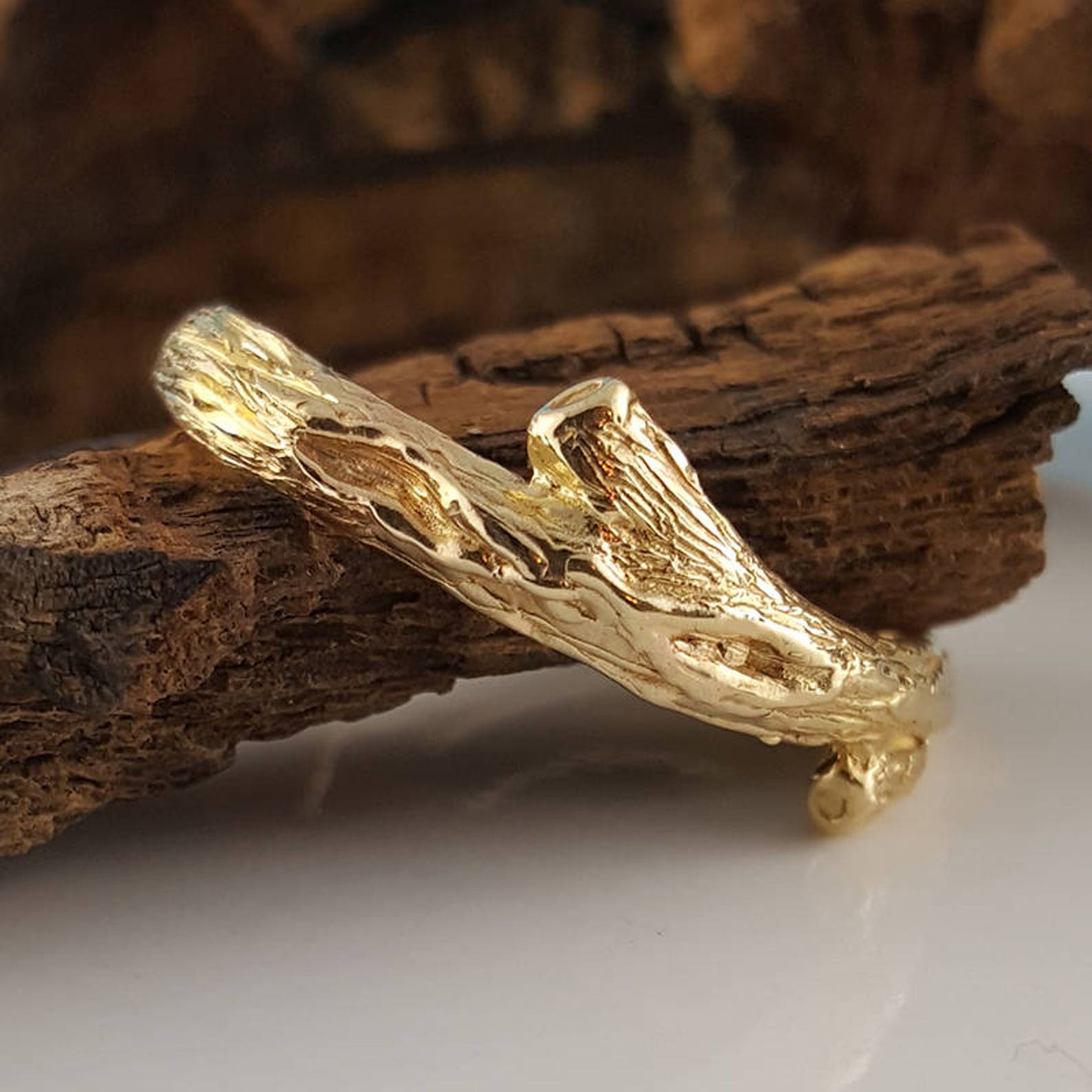 Twig Branch Wedding Ring in 14k or 18k Yellow White Rose | Etsy