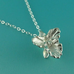 Cattleya Necklace, Silver Flower Necklace, Silver Orchid Necklace, Silver Necklace, Cattleya Orchid, Wedding Bridesmaid Gifts image 1