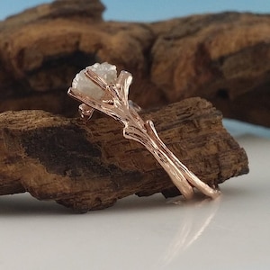 14k Gold Raw Rough Twig Diamond (Solitaire Only) Engagement Ring, Raw Diamond Wedding ring, Promise Ring by Dawn