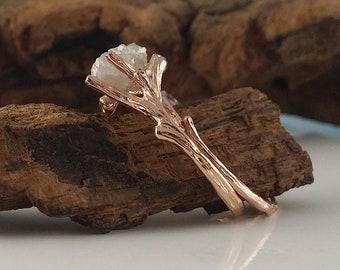 14k Gold Raw Rough Twig Diamond (Solitaire Only) Engagement Ring, Raw Diamond Wedding ring, Promise Ring by Dawn
