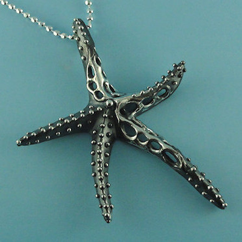 Sterling Silver Fusion Starfish and Sea Fan Coral Pendants Great Sea Life Beach Jewelry