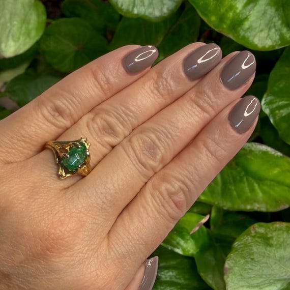 Natural Emerald Gold Ring - Unique Handcrafted Gemstone Engagement Jewelry