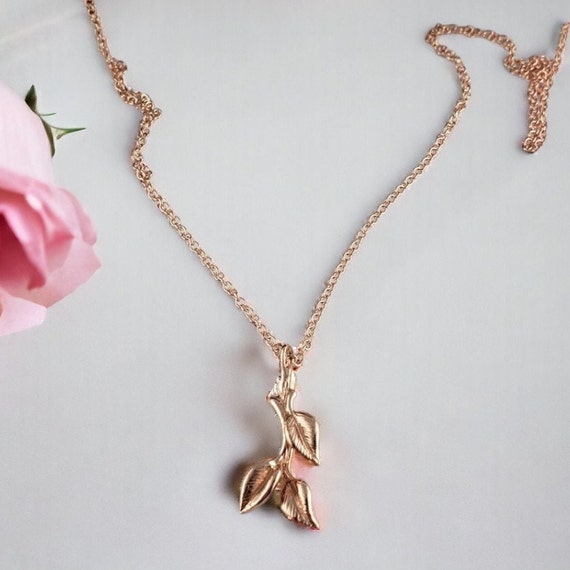 Leaf Pendant in Solid Gold, Hand-sculpted Leaf Necklace with Chain by DV Jewelry Designs