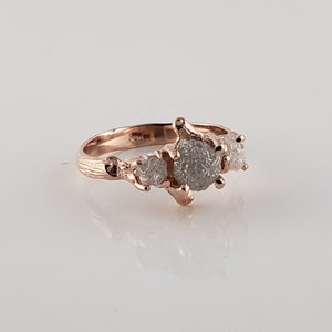 14k Rose Gold 3 Rough Raw Diamond Engagement Ring by Dawn Vertrees image 8