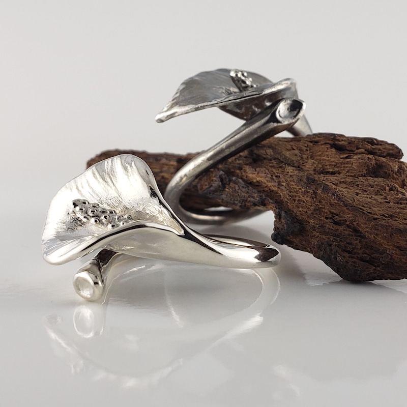 Beautiful Open Leaf Wrap Sterling Silver Ring - Size 6, Handmade In Thailand
