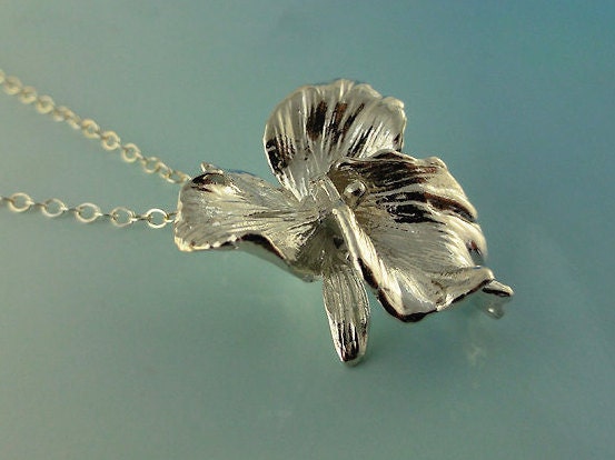Unique Silver Flower Necklace Orchid Necklace Sterling - Etsy