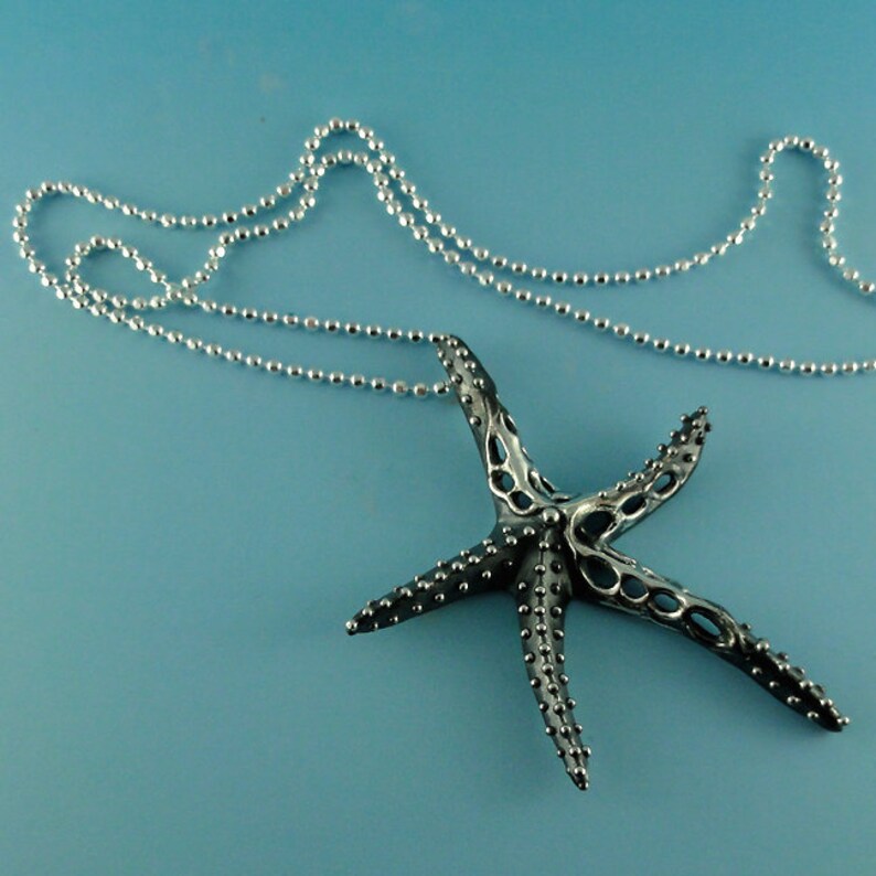 Sterling Silver Fusion Starfish and Sea Fan Coral Pendants Great Sea Life Beach Jewelry