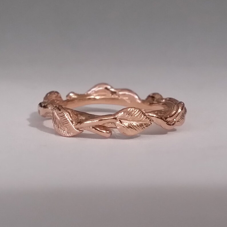 14k or 18k Twig Wedding Band, Leaf and Vine Eternity Ring, Anniversary Gift by Dawn Vertrees image 3