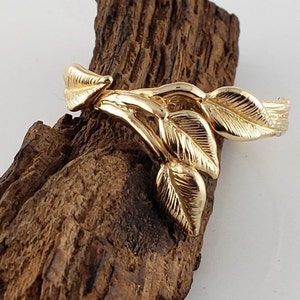 Four Hand Sculpted Leaves, Leaf and Twig Ring in 14k or 18k Gold, Anniversary, Gifts by Dawn Vertrees