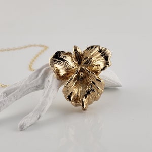 Gold Plated Sterling Silver Cattleya Orchid Necklace Orchid image 7