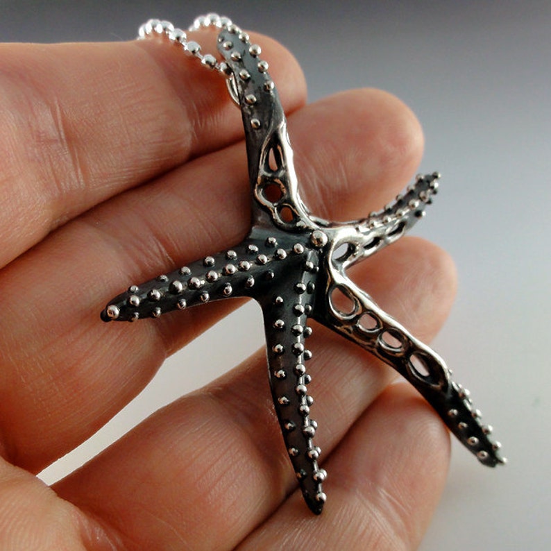 Sterling Silver Fusion Starfish and Sea Fan Coral Pendants Great Sea Life Beach Jewelry