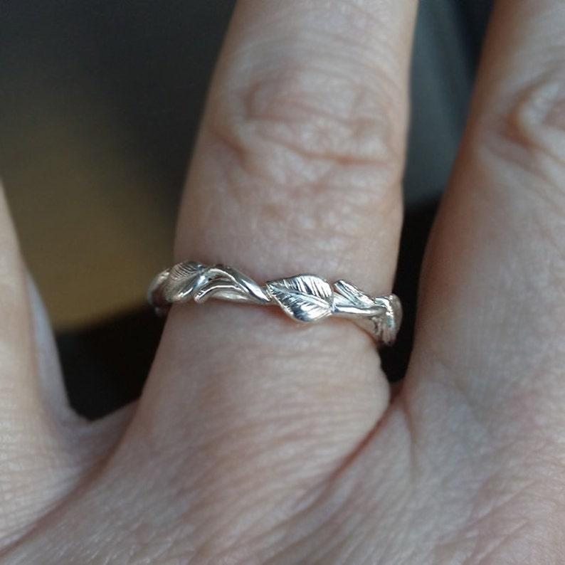 14k or 18k Twig Wedding Band, Leaf and Vine Eternity Ring, Anniversary Gift by Dawn Vertrees image 5