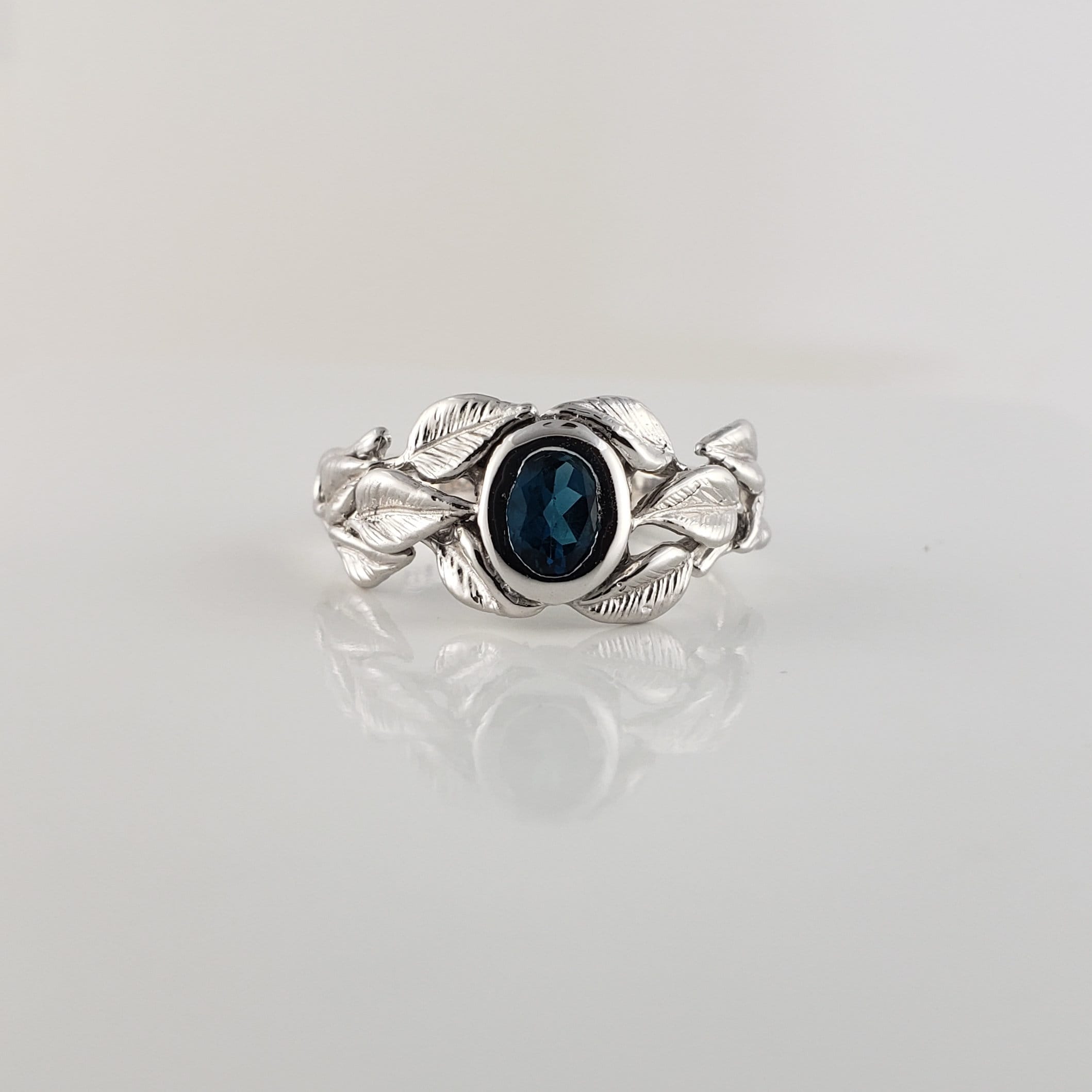 Mens Leaf & Twig Gemstone Engagement Ring Blue Topaz Silver | Etsy