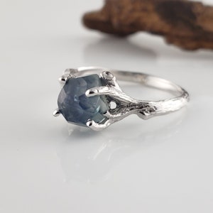 Montana Sapphire Twig Engagement Ring Hand-cut Gemstone - Etsy