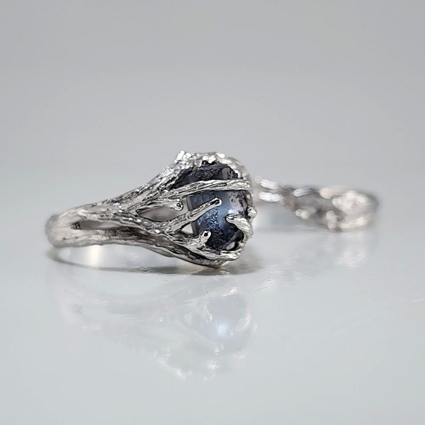 Montana Sapphire Twig Ring Set - Hand Sculpted, Unique Wedding Band, Ideal Anniversary Gift by DV Jewelry Designs