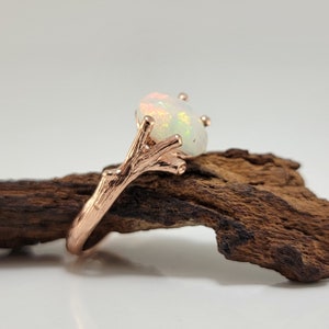 Ethiopian Rose Cut Opal Twig Engagement Ring in 14k Rose Gold Branch and Twig Ring Setting Anniversary Ring Wedding Ring image 5