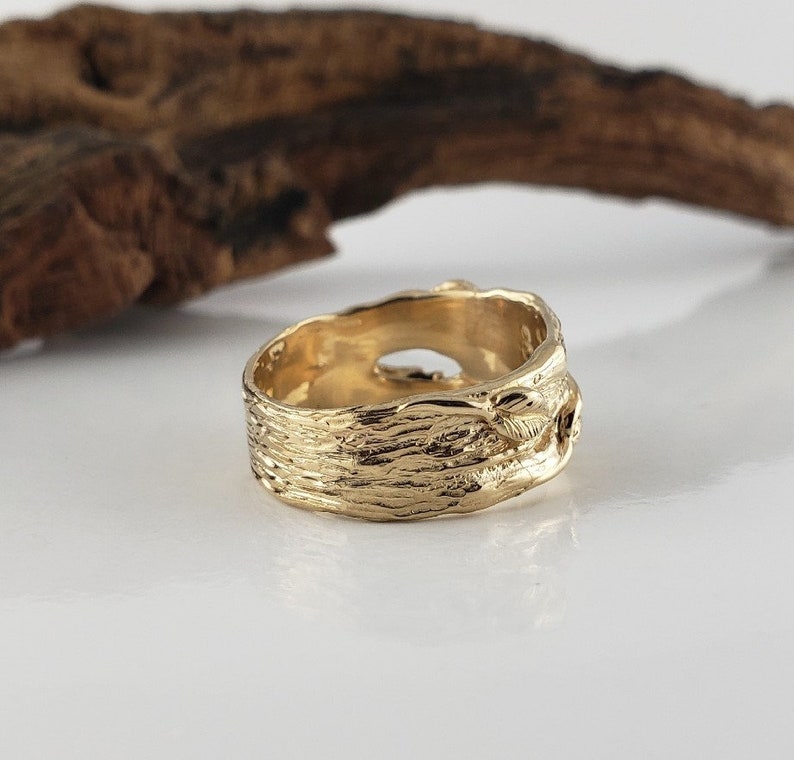 Branch Wedding Band, Wide Unisex Wedding Band, Twig Ring, Available in Gold by Dawn Vertrees Jewelry image 5