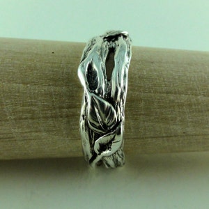 Sterling Silver Leaf & Twig Wedding Band, Tree Branch Ring, Leaf Ring, Twig Ring, Twig and Leaf Ring, Mens Wedding Band, Branch Band image 3