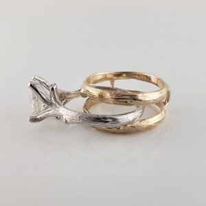 1.5 carat Moissanite Twig Engagement Ring with Twig Ring Guard by Dawn image 3