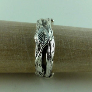 Sterling Silver Leaf & Twig Wedding Band, Tree Branch Ring, Leaf Ring, Twig Ring, Twig and Leaf Ring, Mens Wedding Band, Branch Band image 4