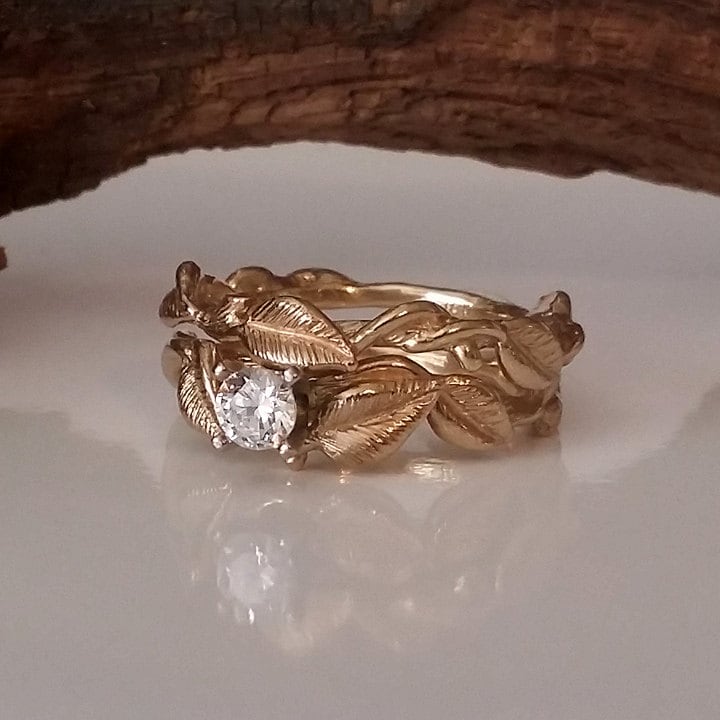 Gold Leaf Twig and Vine Bridal Set Hand Sculpted Twig With Etsy