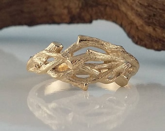 Twig Style Mens Wedding Band, Branch Engagement Ring, Hand gebeeldhouwd door Dawn Vertrees Sieraden