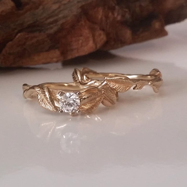 Gold Leaf Twig and Vine Bridal Set Hand Sculpted Twig With Etsy