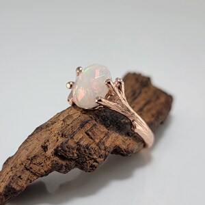 Ethiopian Rose Cut Opal Twig Engagement Ring in 14k Rose Gold Branch and Twig Ring Setting Anniversary Ring Wedding Ring image 2