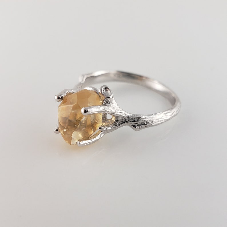 Raw Yellow Citrine Gemstone, Twig Engagement Ring Raw Gemstone Jewelry Ring Birthstone Yellow Stone Ring image 7