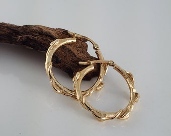 Elegant Leaf & Twig Hoop Earrings - Choose Rose, White, or Yellow Gold - Perfect Anniversary Jewelry Gift by DV Jewelry Designs