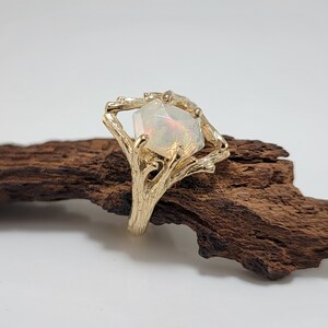 Ethiopian Hexagon Opal Twig and Branch Engagement Ring in Solid Yellow Gold, by DV Jewelry Designs image 5