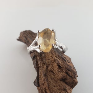 Raw Yellow Citrine Gemstone, Twig Engagement Ring Raw Gemstone Jewelry Ring Birthstone Yellow Stone Ring image 3