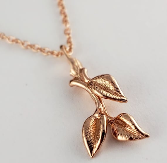 Twig and Leaf Pendant 14k Gold Pendant Unique Pendant | Etsy