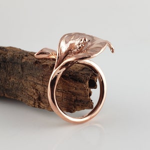 Calla Lily Leaf Ring in Solid Gold - Flower Ring - Statement Ring - Nature Ring - by DV Jewelry Designs