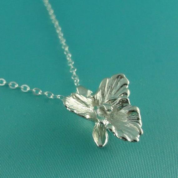 Sterling Silver Cattleya Orchid Necklace: Floral Pendant