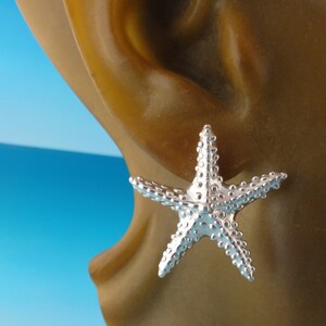 Starfish Post Earrings in Sterling Silver or Sea Star Earrings Very Elegant image 3