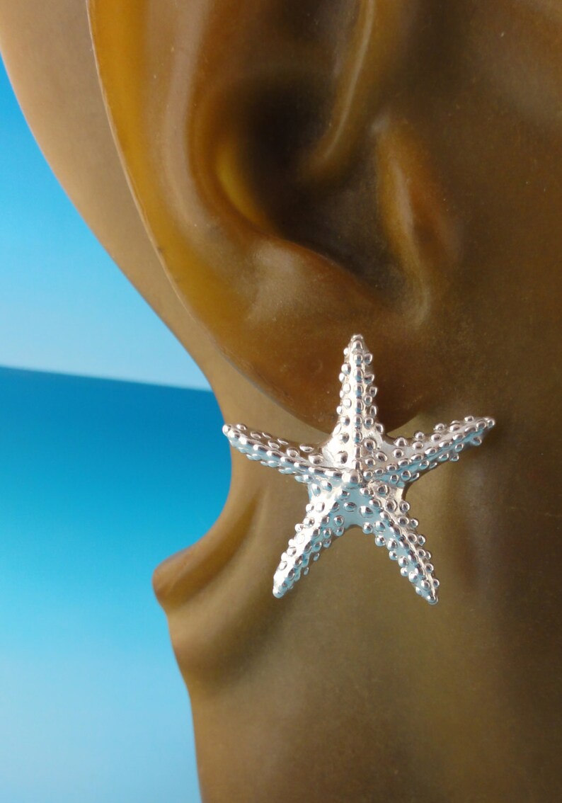 Starfish Post Earrings in Sterling Silver or Sea Star Earrings Very Elegant image 3