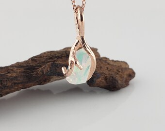 Hand Cut Opal Twig Necklace Pendant, Unique Necklace Pendant, Raw Natural Opal by DV Jewelry Designs