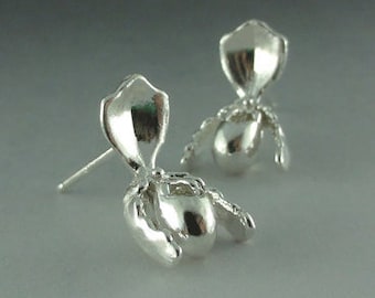 Brincos de orquídea Lady Slipper Post de prata esterlina, Paphiopedilum criado por Dawn Vertrees