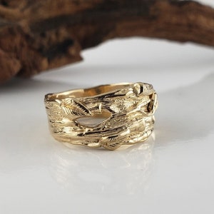 Branch Wedding Band, Wide Unisex Wedding Band, Twig Ring, Available in Gold by Dawn Vertrees Jewelry image 6