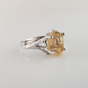 Raw Yellow Citrine Gemstone, Twig Engagement Ring Raw Gemstone Jewelry Ring Birthstone Yellow Stone Ring image 8