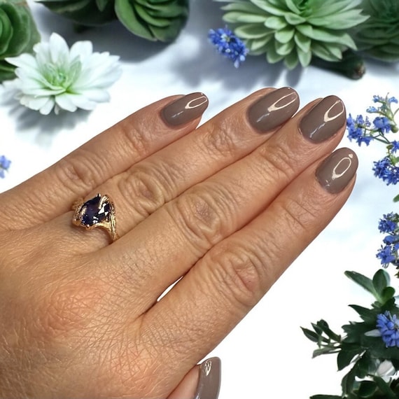 Handmade Blue Sapphire Gemstone Engagement Ring - Unique Design