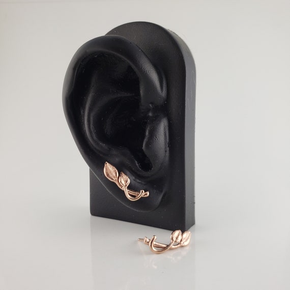Stud Leaf Earrings, Solid Gold Bridal Earrings, Bridesmaid Gift, Anniversary Jewelry by DV Jewelry Designs